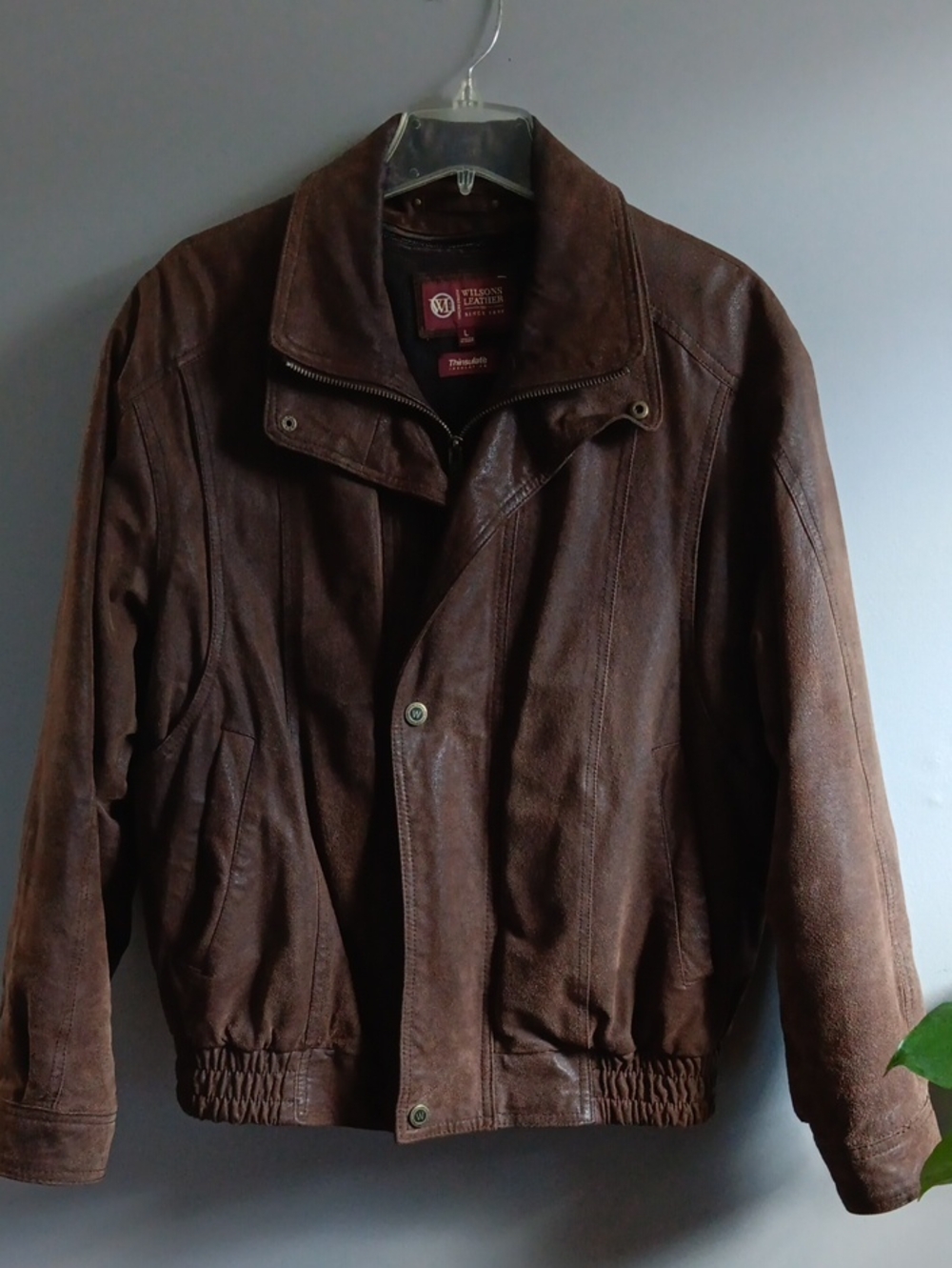 Vtg Wilsons Leather Men's Dark Brown Leather Bomber Jacket - L